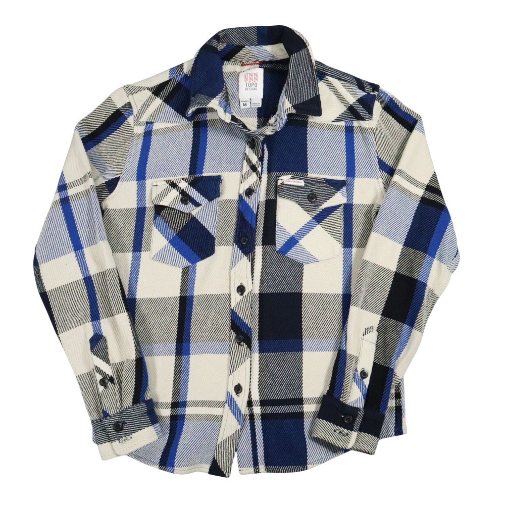 Topo Designs Heavyweight Plaid Flannel Shirt Womens Medium Blue Black Fall‎ 2020